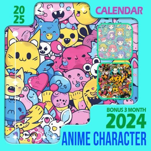 Anime Character Calendar 2025: From October 2024 to December 2025, Including Bonus 3 Months 2024 with Photography of Colorful Pattern, Perfect for Organizing and Planning