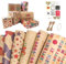 Niviy Papier Cadeau Anniversaire 70x50cm 6 Feuilles Papier Cadeau pour Hommes Filles Enfants Papier Cadeau Kraft Couleur avec Étiquettes, Ruban Adhésif Double Face et Ficelle