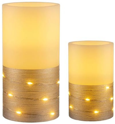 NCC-Licht 2 x LED Wachskerzen Fairy Lights Weiß/Silber warmweiß für 3 x AAA Batterie mit Schalter