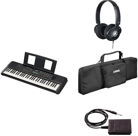 Yamaha Tragbares PSR-E283 Keyboard für Anfänger im Paket mit HPH-100-Kopfhörern, Keyboardtasche SC-KB630 und Sustain-Pedal