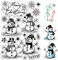 craspire Schneemänner Transparente Gummistempel Frohe Weihnachten Schneeflocken Sterne Wiederverwendbare Transparente Silikonstempelsiegel Für Weihnachts Wintergeschenke DIY Basteln Scrapbooking