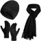 Enwokran Wintermütze Touchscreen Handschuhe Lang Schal Set Unisex Beanie Mütze Fleece Warme Haube Winterschal Kaschmir Strickmütze Strickschal mit Fleece Gefütterte Thermo Handschuhe (Z_Schwarz)