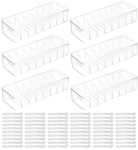 sourcing map 2 Pcs Cable Storage Box with Compartments, Cable Organizer Transparent Plastic Tidy Box with Lids,Cable Management Box with Removable Dividers Wire Tie for Drawer Desk Accessories