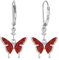 Schmetterling Ohrringe 925 Sterling Silber Opal Ohrringe Mädchen Schmetterling Opal Schmuck Tier Hängende Barren Ohrringe Anhänger Ohrringe Geschenk für Damen Frauen Tochter Ehefrau Mutter (Red)