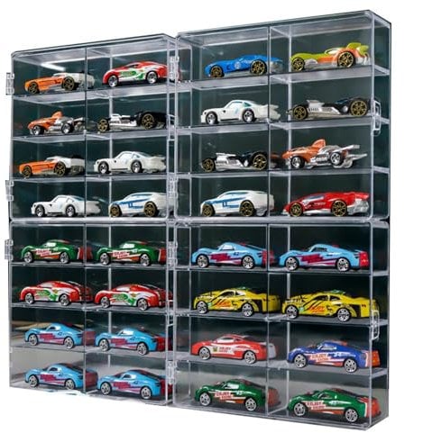 JDEFARF 2pcs / 4pcs Toy Car Display Case, Compatible with Hot Wheel 1:64 Scale, Clear Plastic Showcase with Dust Cover