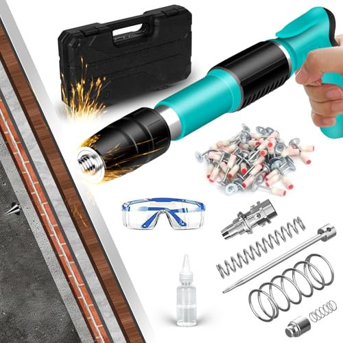 Pistola de uñas manual de 5 velocidades, dispositivo de disparo de uñas portátil con 100 clavos redondos, pistola de clavos para acero y hormigón, silenciador de uñas, herramienta de fijación para