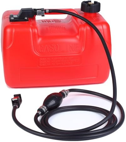 GarveeTech Réservoir de Carburant Marin Portable 3 Gal (12 L) avec Flexible de 3 m et Jauge - pour Moteurs Hors-bord, Yacht, Bateau de Pêche, Bateau Ponté