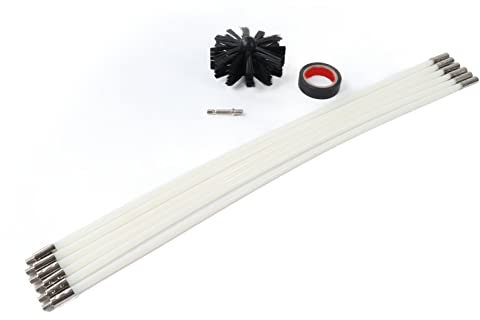 Juego de cepillos de taladro eléctrico con varilla flexible para limpieza de tuberías para chimenea, secadora, chimenea, material de polipropileno, larga vida útil