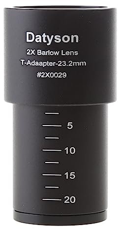 2X Barlow Lens Microscope Accessories for 23.2mm Mount Port Biological Microscope Optical Glass Lens Barlow Lens Black