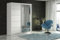 ELUKS CARLI Modern Sliding Door Wardrobe with Mirror, 2 or 3 Doors, 4 colours: WHITE/BLACK/OAK/GREY 5 sizes: 100cm/120cm/150cm/180cm/200cm (White, 180cm 4 Drawers)