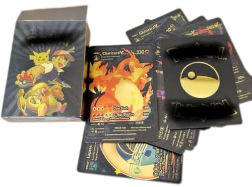 Trading Cards Set, Rainbow Holographic Collection with Pikachu and Charizard Cards (2)