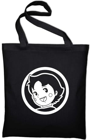 Heidi Anime 80er Retro Cartoon Zeichentrick Stoffbeutel Stofftasche Jutebeutel Beutel Tasche Jute, Schwarz