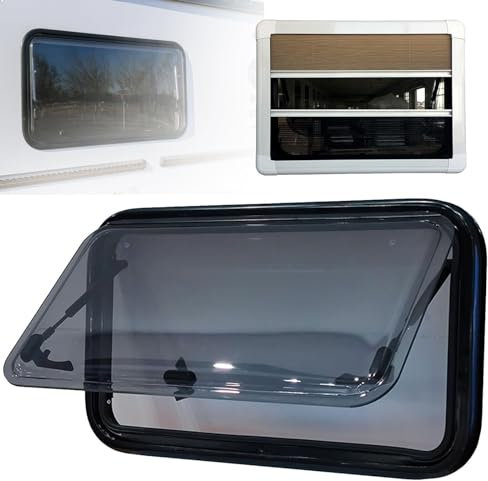 Fenêtre de rechange pour caravane et camping-car | Verre acrylique double couche avec rideau | Idéal pour caravanes et yachts