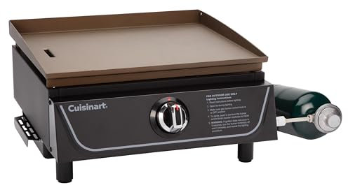 Cuisinart 17” Tabletop Gas Griddle, Easy Assembly Compact Outdoor Flat-Top Grill with Grease Cup, 255 Sq. In Cooking Space Perfect for Camping, Tailgates & BBQs