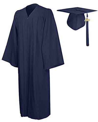 Akgukrseh Adult Matte Graduation Tassel Set 2025,Adult Novelty Graduation Cap and Gown Adult Graduation Cap Robe and Elasticated Mortar Board Colours Graduation Outfit for Men Gifts (Navy,One Size)