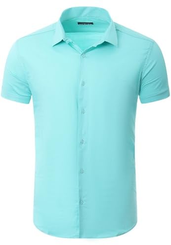 Reslad Hemd Herren Kurzarm Slim Fit | Freizeithemden für Sommer | Stretch Hemden mit optimalen Komfort | Elegantes Business Männer Hemd RS-7025