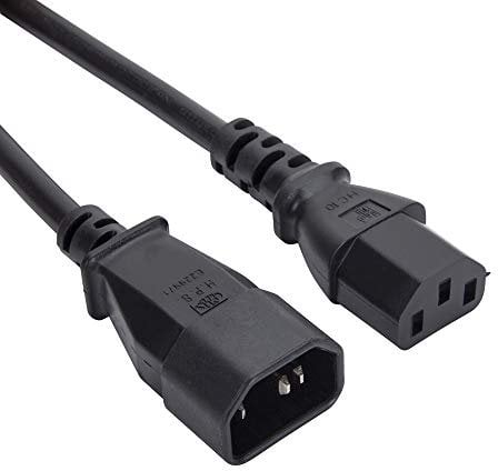 iSynq 0.5m IEC Power Extension Cable Kettle Male to Female UPS Lead C13 - C14 Mains 240V 10A