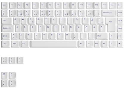 Akko Blau auf Weiß ISO Nordic-Tastenkappen-Set (92 Tasten), QWERTY Keycaps, PBT-Double-Shot-Tastenkappen