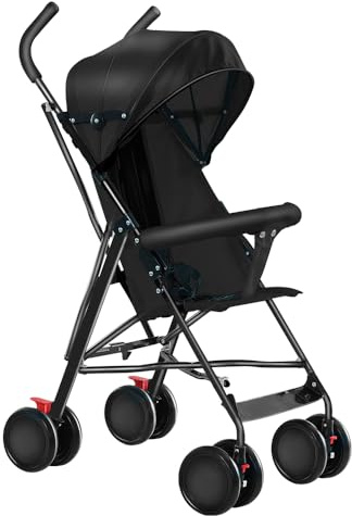 homewell Kinderwagen CITY Buggy Kinderbuggy klappbar Sportwagen Faltbar mit Sicherheitsgurt und Sonnendach 0-4 Jahre bis 22 kg federleichter kompakter Buggy (Schwarz)