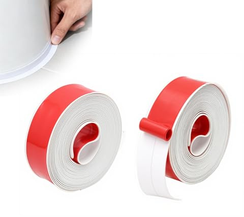 2 rotoli di guarnizione in silicone per bagno, 3,2 m x 2,2 cm, battiscopa morbida autoadesiva in PVC antimuffa, nastro impermeabile doccia per vasche, lavabi e cucina