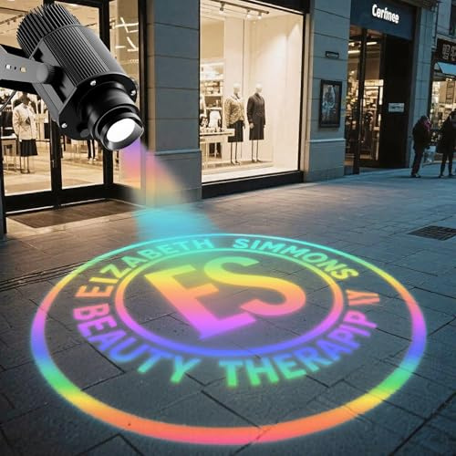 Aslanka 50w Logo Projector Lights, Custom GOBO Projectors for Business Rotating Store Floor Personalized Wall Outdoor Waterproof IP67 for Shop Advertising,Wedding Stage, Business Display