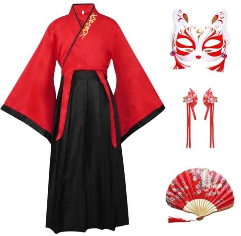 CRFASIBE Hanfu Robe Enfants, Deguisement Chinoise, Taille 130/140/150cm | Costume Chinoise Fille avec Accessoires, Coffret Cadeau, 7 à 13 Ans, Vêtement pour Carnaval, Cosplay, Fêtes, Spectacle