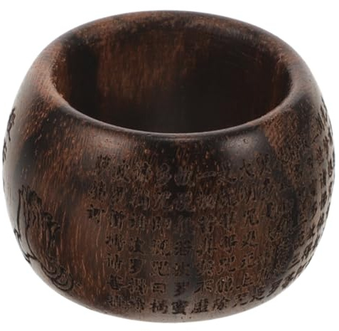 Abaodam Holzring Aus Holz Daumenfingerring Für Damen Und Herren | Handgefertigter Fingerring Mit Tabby Markierung Stilvoller Schmuckring Für Meditation Yoga Und Alltag