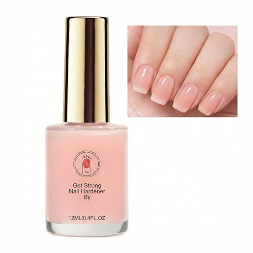 Nail Strengthener 12ml, Get Strong Nails, Natural Pink Nail Polish, Fast-Drying & Long-Lasting Glossy Finish, Gentle Nail Care Solution for Weak & Thin Nails