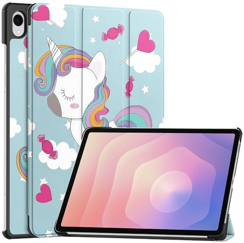 Techsuit für Samsung Galaxy Tab S11 Hülle mit 360 Schutz, Mikrofaser Innenfutter, Verstellbare Betrachtungswinkel, Schlankes Design, Anti Fingerabdruck, FoldPro Series, PU Leder, Unicorn