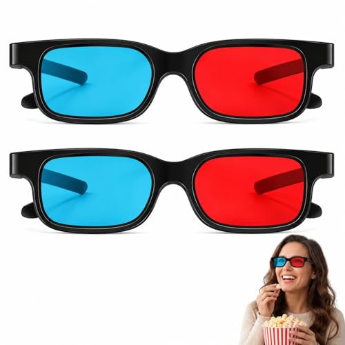 2 Stücke 3D Brille,3D Brillen,3D Brille Kino,3D BrillFür Fernseher,3dBrille Rot Blau,Rot Blau Brille,3D-Anaglyphenbrille,Für Filme,Pc-Spiele,Lichtshows,Urlaubspartys,Heimkinos