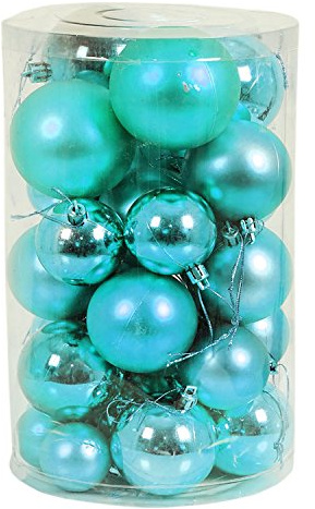 FineHome 30 Stück Weihnachtskugeln Schmuckkugeln Petrol Weihnachtsbaumkugeln Baumschmuck Ø 4/5/6/7cm türkis Christbaumkugeln