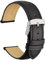 WOCCI 19mm Vintage Leder Uhrenarmband mit Edelstahl Silber Schließe (Schwarz)