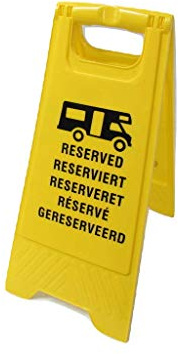 Yellow Multi Language Motorhome Pitch Reserve Sign