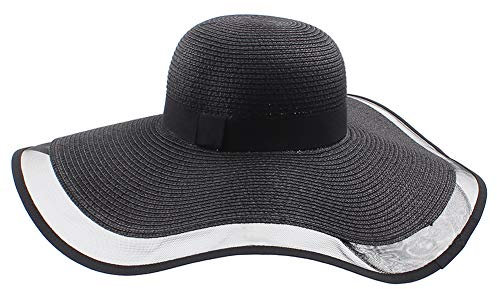 Amorar Frauen Sonnenhüte Strohhut Faltbare Sommerhut Mesh Elegant Strand Reise Hut Breiter Krempe Headwear UV Schutz Strandmütze Partyhut