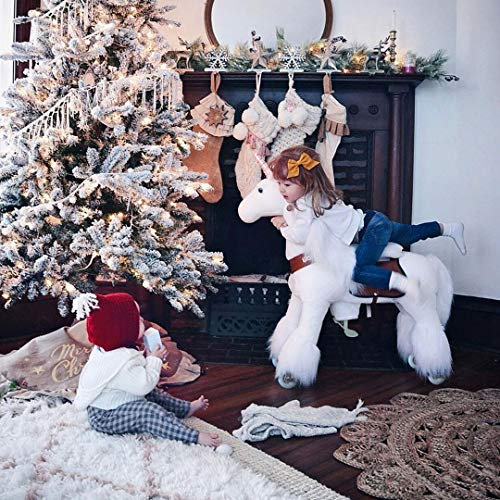 PonyCycle Official Klassisch U Series Reiten auf Einhorn Spielzeug Plüsch Lauftier Weiß Einhorn für Alter 4-9 Mittlere Größe U404