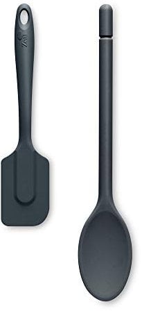 Zeal JSET4T Non-Stick Silicone Cooks Spoon & Spatula 2-Piece Set-Dark Grey