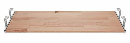 FIX&EASY Tastaturauszug mit Tastaturablage 600X300mm buche Holz massiv, Auszugschienen verzinkt 300mm mit Einrastfunktion, Set Ablage und 27mm Auszug mit Verriegelung für Tastatur Maus Keyboard Laptop