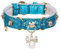 PetsHome Katzenhalsband, Hundehalsband, [Bling Strasssteine] PU Leder Verstellbares Haustier Halsband mit Luxus Anhänger für Katze und kleine Hunde, Extra Klein Blau