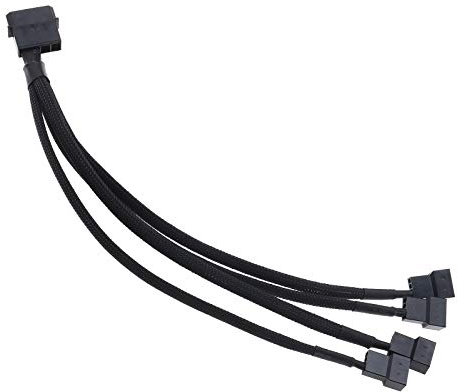 YINETTECH 12v 4 Pin Molex To 4 x 3/4 pin PC Case Cooling Fan Converter Cable Black For Computer Cooler Cooling Fan Splitter Y Power Cable