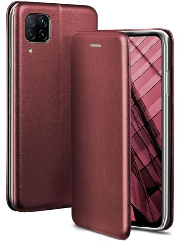 ONEFLOW Business Case für Huawei P40 Lite Handyhülle klappbar mit Standfunktion, Klapphülle Flipcase Cover Dünn, PU Leder Hülle mit Kartenfach, 360 Grad Schutzhülle, Weinrot