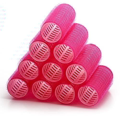 KHEERANA 10 Self Grip Black Hair Rollers Medium Curlers For Short & Long Hair Salon Hairdressing Curler Self Holding DIY Roller (25MM, 25MM)