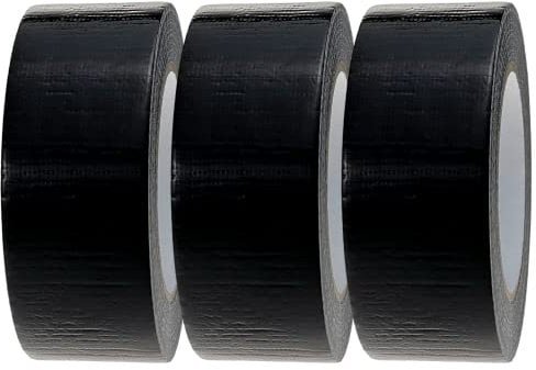 Crimson Starfish Black Duct Tape | 3 Rolls of 48mm x 45m Gaffer Tape | Water Resistant Duct Tape | Adhesive Tape Multi-Use for Indoor/Outdoor | Ultra Strong Adhesive Tape
