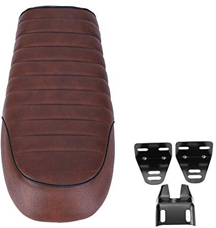 Motorradsitz, Cafe Racer Sitz und Schlaufe, Motorrad PU Leder Vintage Cafe Racer Flachsitzkissen für CG125 GN CG CB400SS