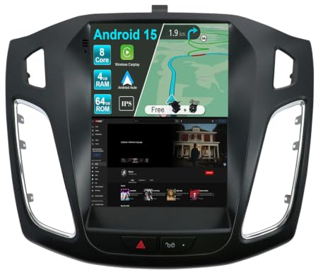 JOYX Android 14 Autoradio para Ford Focus (2010-2013) - [4G+64G] - Built-in DSP/Carplay/Android Auto - Gratis Cámara Can - 9.7 Pulgada 2 DIN - Apoyo Dab 4G WLAN Bluetooth Volante 360-Cámara Fast-Boot