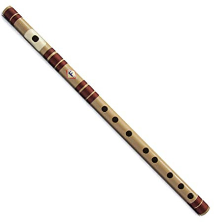 Karnatische Flöte PULANGOIL BANSURI Südindien mit 8 Löchern, leicht zu erlernen, 42 cm. F Natur-Octave Medium