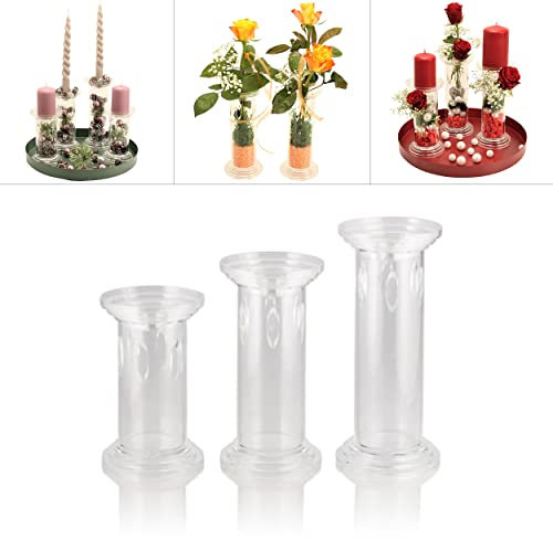 Kerzenständer, Vasen zum selber Dekorieren, Basteln für Blumen, Gestecke und Kerzen - Kerzenhalter Set aus Acryl Glas (3er Set Mix)