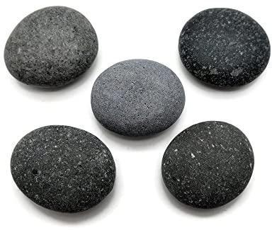 5er- Set Steine zum bemalen, Mandala kreativ Rohlinge Set, ca. 5 cm | Black Pebbles, Handschmeichler Geschenke, Glückssteine, Schmunzelstein, Dekosteine, sorgenfresser, Marienkäfer Deko