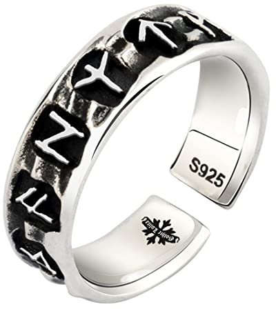 RobertDTesta S925 Sterling Silber Herren Odin Rune Ring Wikinger Retro Odin Rune Ring,Silber,11