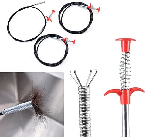 AIMEKE 3 Piezas Para Garras Flexibles, Fregadero Desatascador Tuberias a Presion para Limpieza de Tuberías (90cm/200cm/300cm)