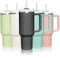 mebiusyhc 40oz Stainless Steel Vacuum Insulated Cup Double Wall Travel Flask Car Coffee Mug Tumbler with Straw with Handle for Hot Iced Coffee (Charcoal) (GMKBG98)